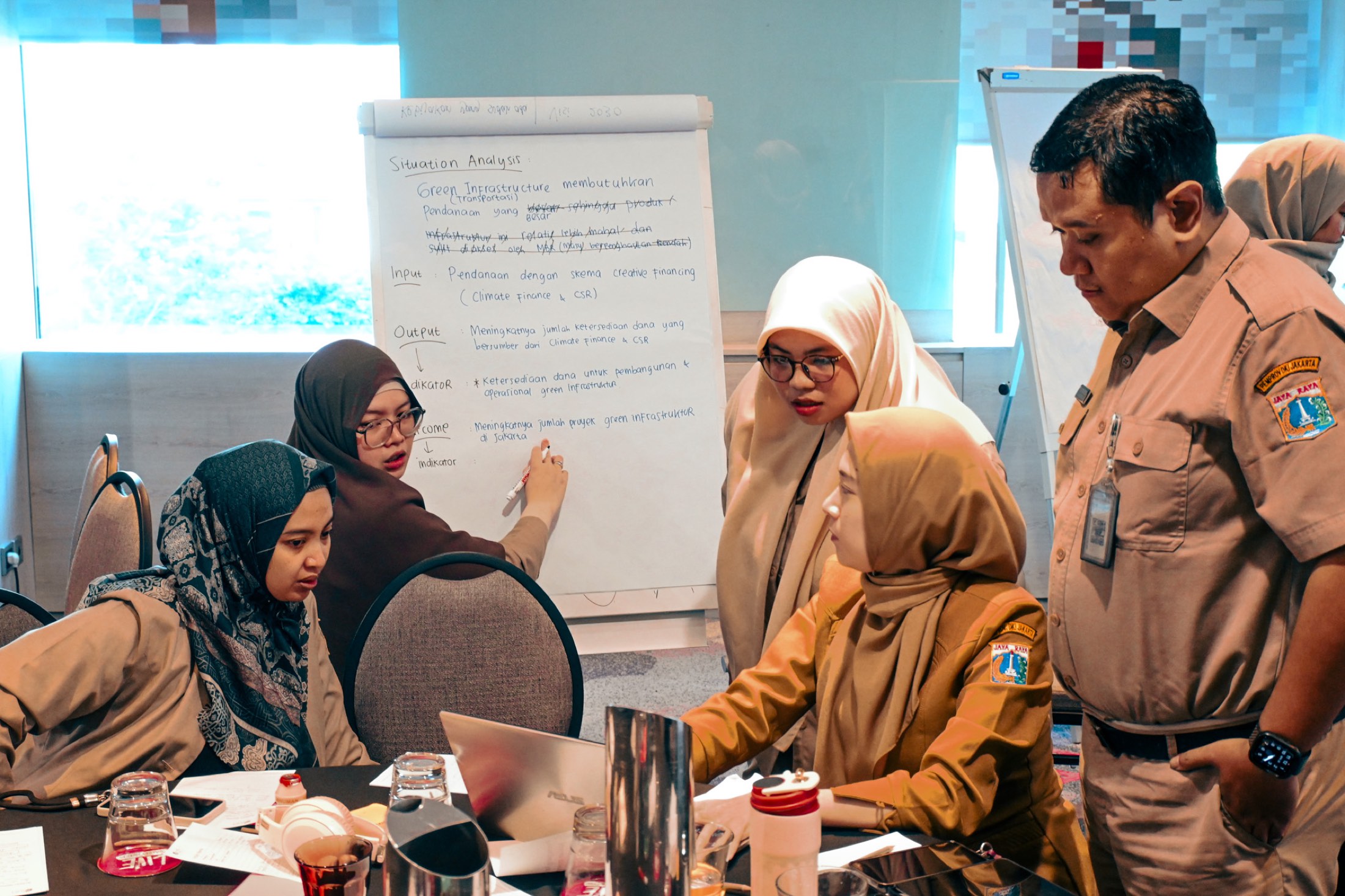 Jakarta government officials mapping out a green infrastructure financing plan with Think Policy and C40